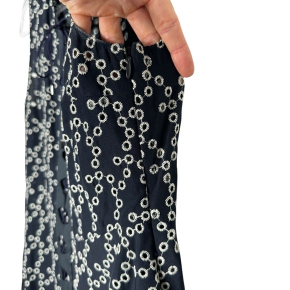 Dorothee Schumacher | Navy Eyelet Corset Lace Up Front Grosgrain Trim Dress 4/L - Picture 5 of 11